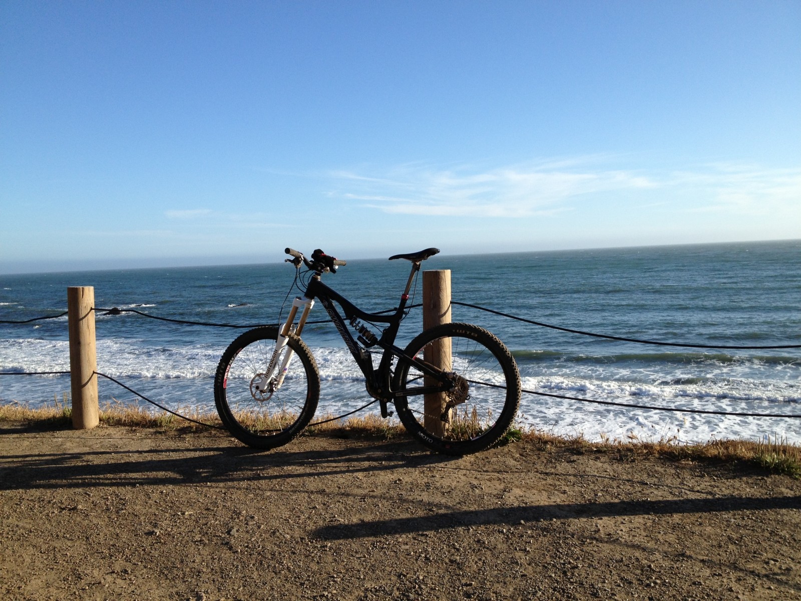 岸, 海, 自転車, 停止