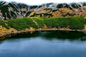 일본, 호수, 산, 자연, 사진, 도야마