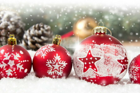 불알, 크리스마스, 장식, Decoraton, 명랑한, 새해, 눈