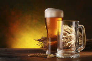 アルコール飲料, 大麦, ビール, ガラス