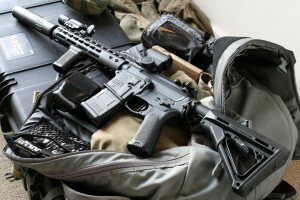 senapan serbu, tas, optik, senjata