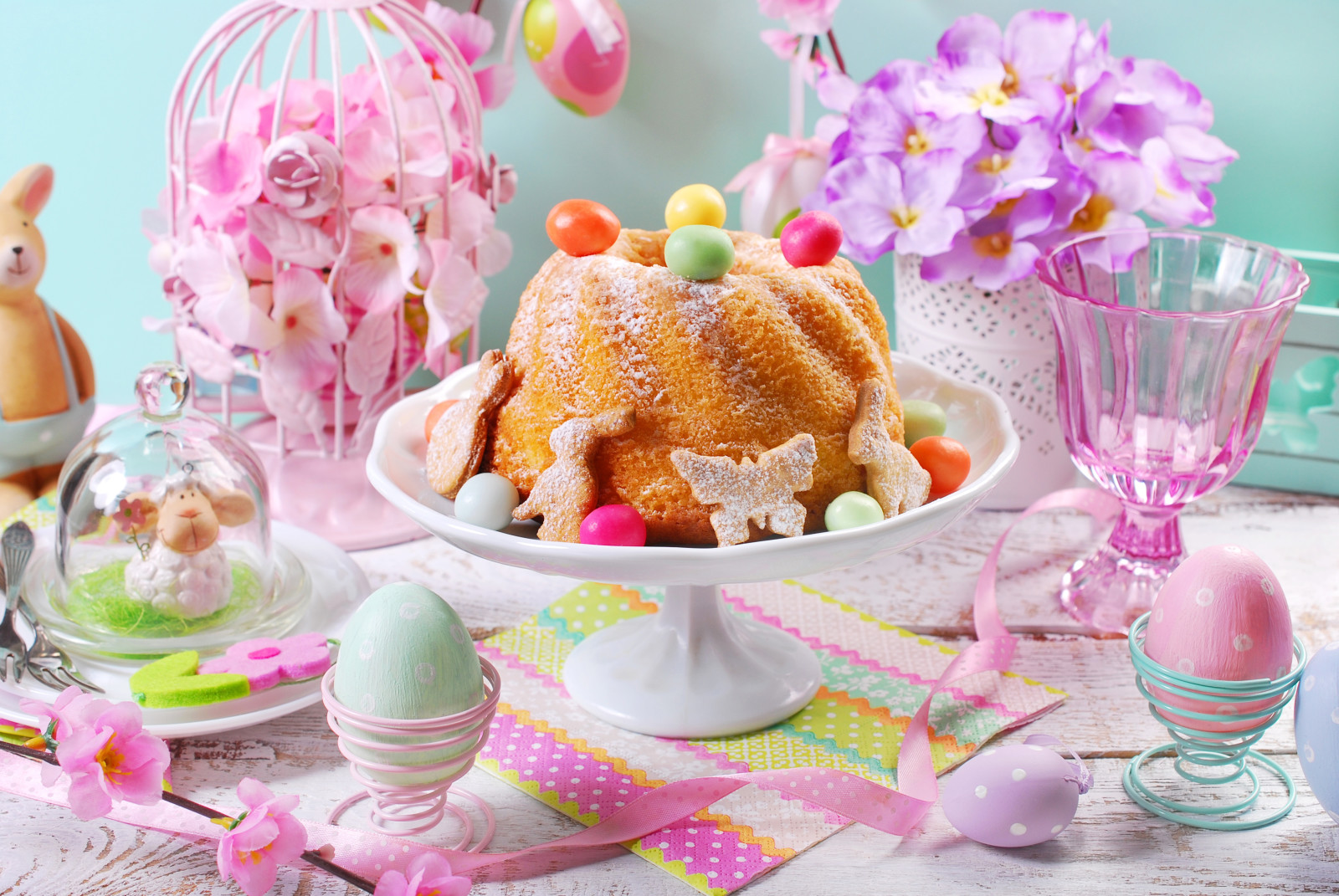 trang trí, trứng, vui mừng, những bông hoa, mùa xuân, lễ Phục sinh, bánh cupcake