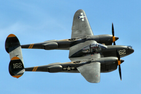 전투기, 비행, 번개, P-38