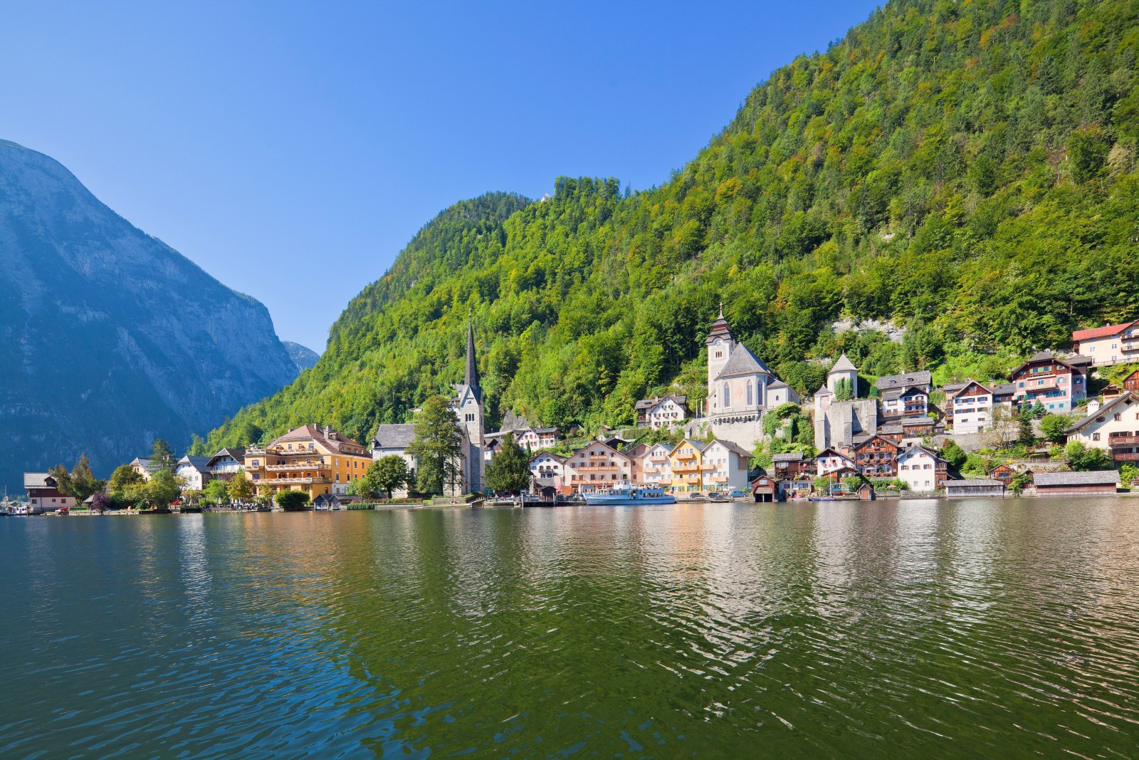danau, gunung, rumah, Austria, pegunungan Alpen, Hallstatt