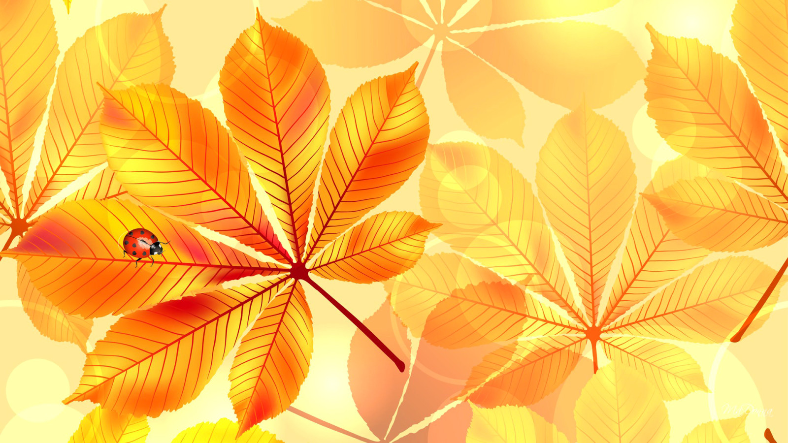 秋, 自然, 葉, 昆虫, コラージュ, くるみ, てんとう虫