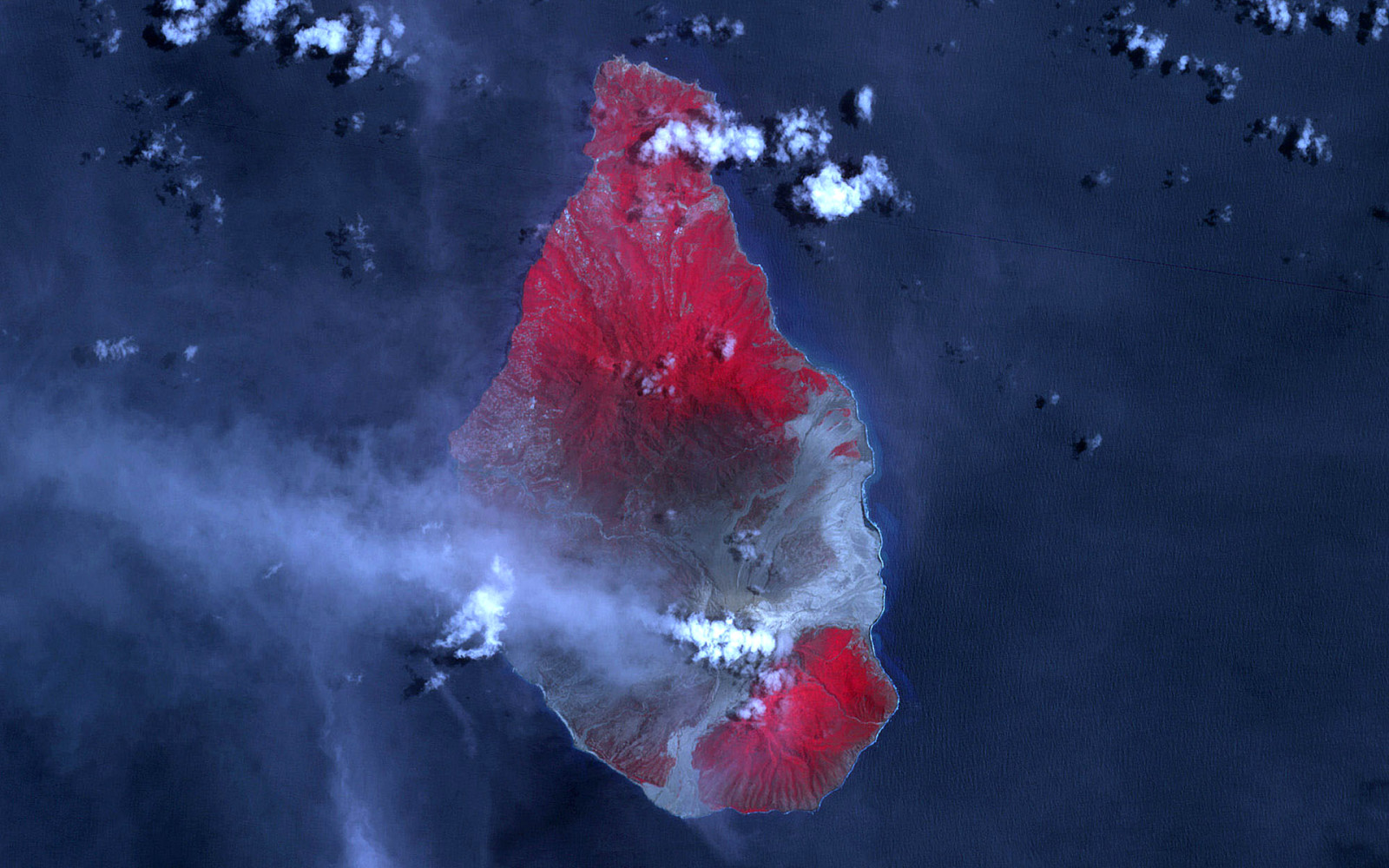 산, 사진, 화산, 커플, 연기, NASA