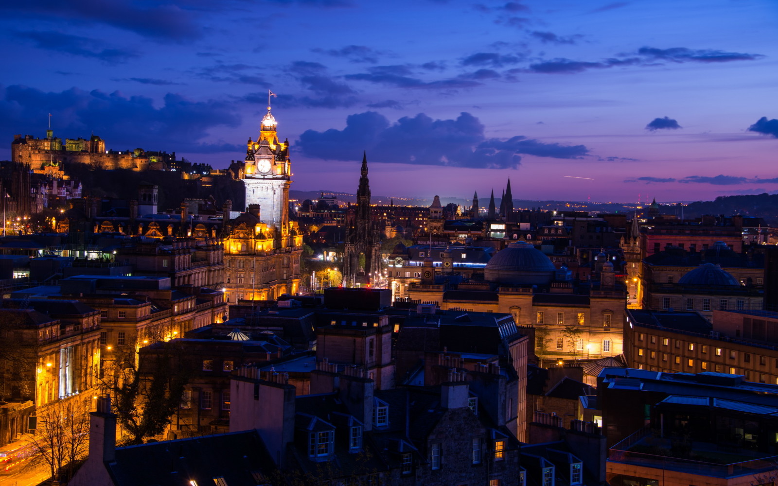 lampu, malam, Edinburgh