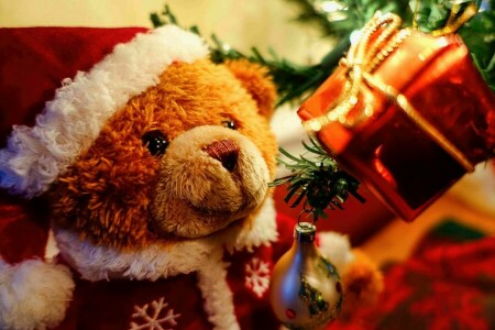 くま, クリスマス, 休日, 新年, おもちゃ, 木