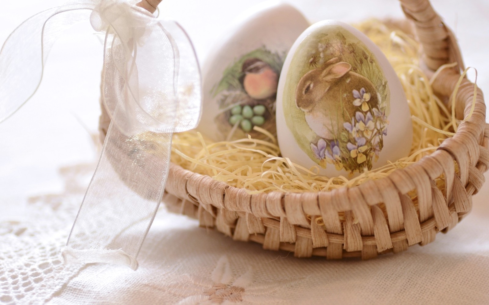 蛋, 篮, 复活节, 兔子