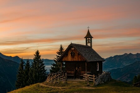 알프스 산맥, 오스트리아, 교회에, 산