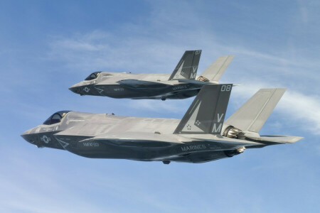폭격기, F-35B, 파이터, 비행, 하늘