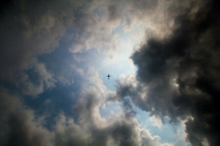 雲, 飛行機, 空