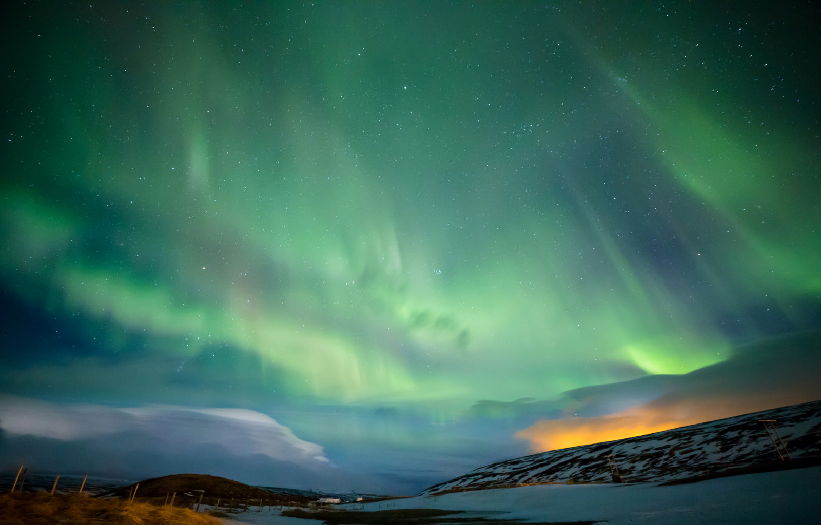 tuyết, đèn, đêm, núi, Bán Đảo Scandinavia