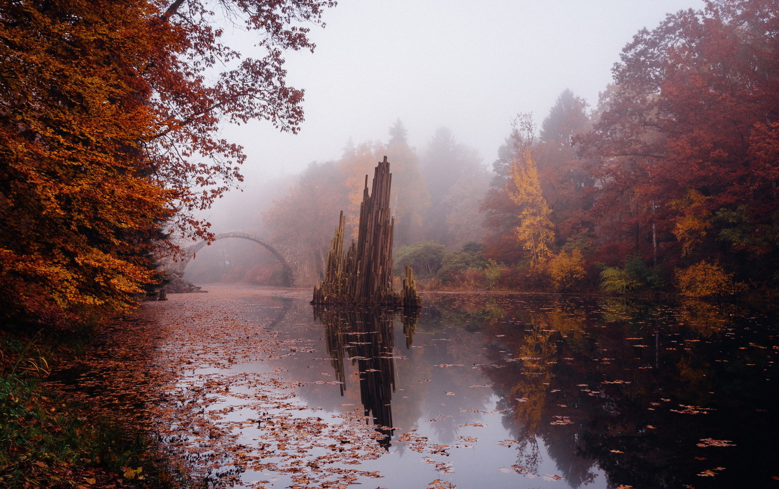가을, 강, 다리