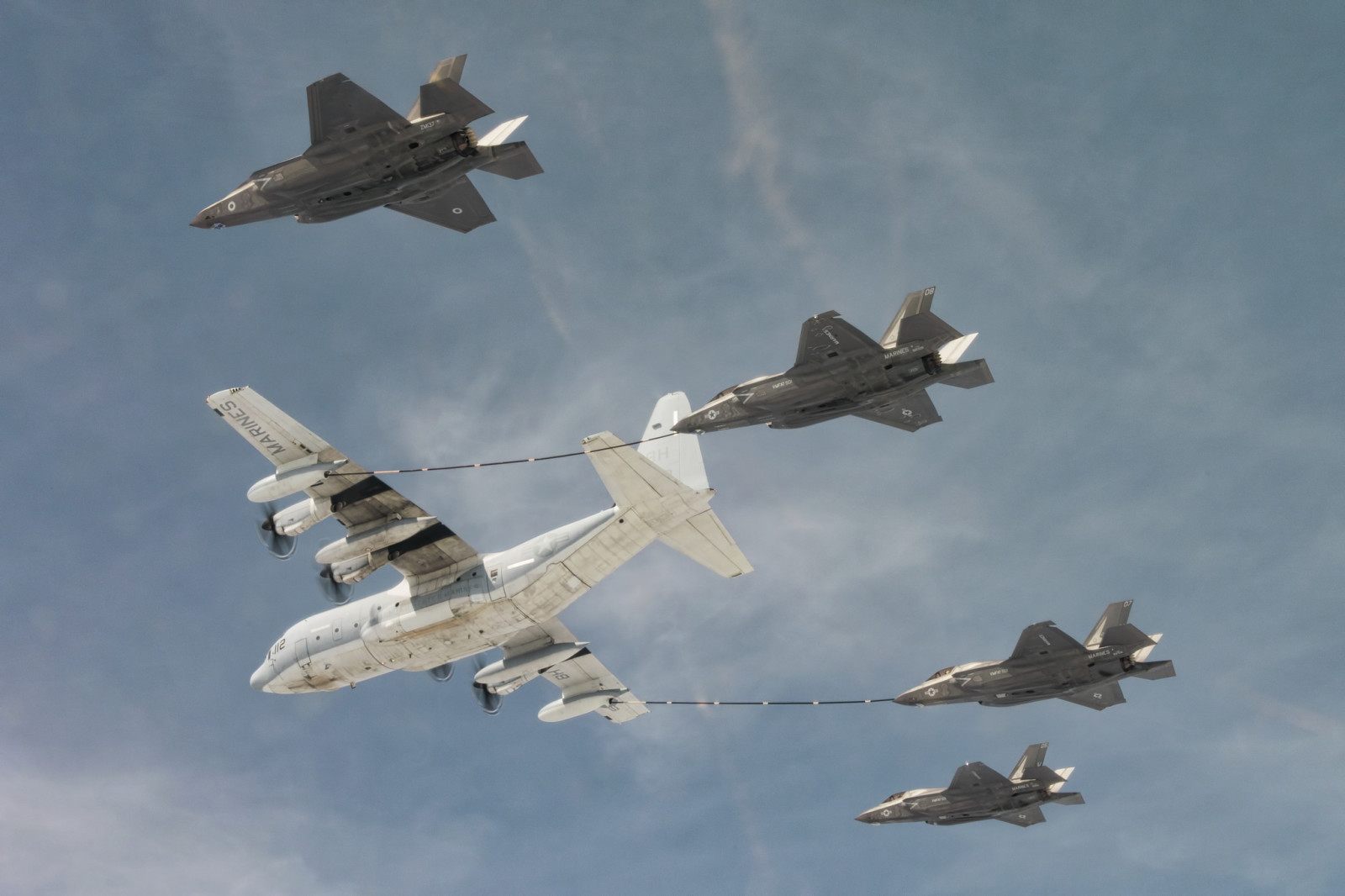 天空, 飞机, 战斗机, 轰炸机, 军事运输, 加油, F-35B, 超级大力神