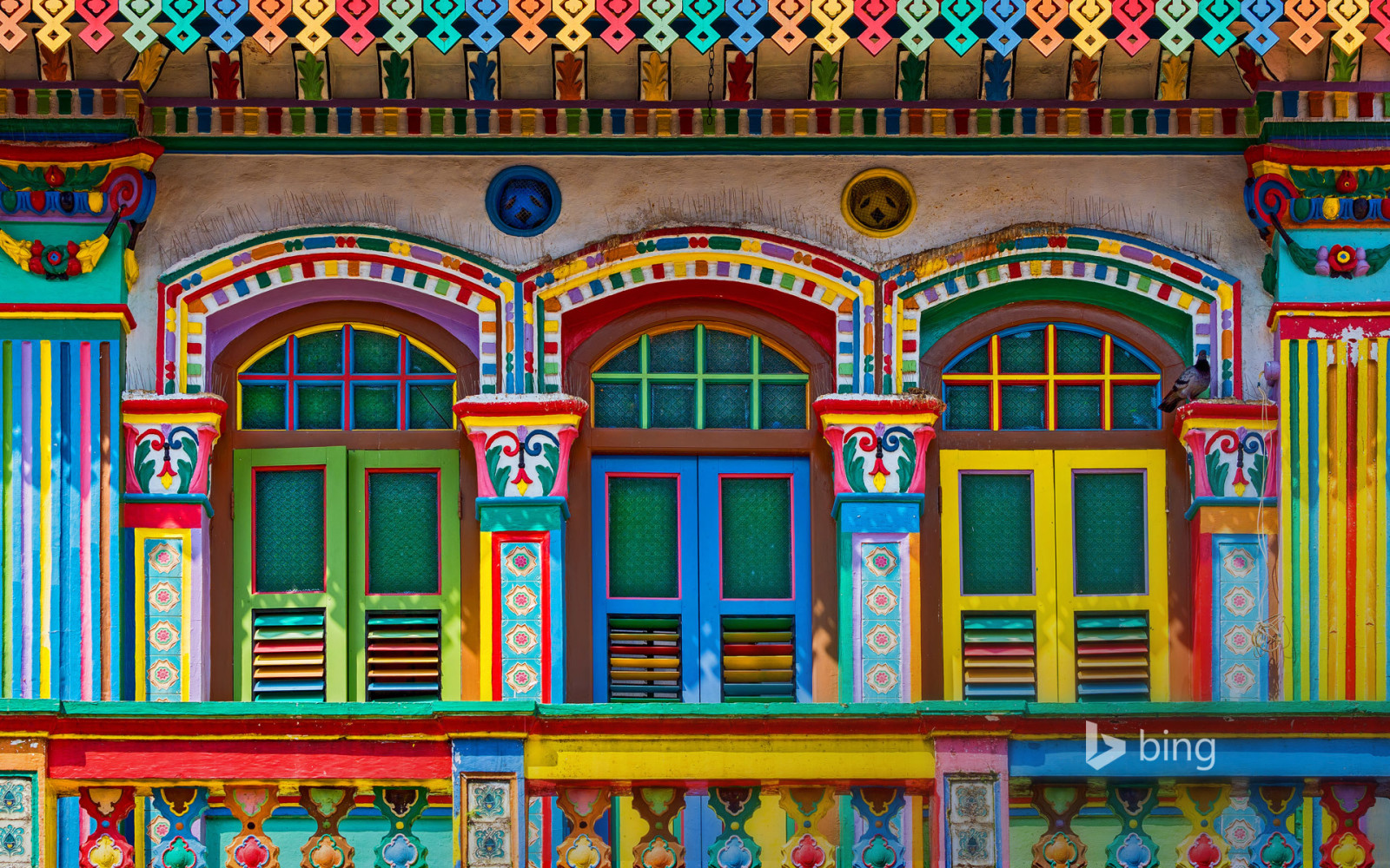 建筑物, 窗口, 涂料, 新加坡, 正面, 百叶窗, 小印度