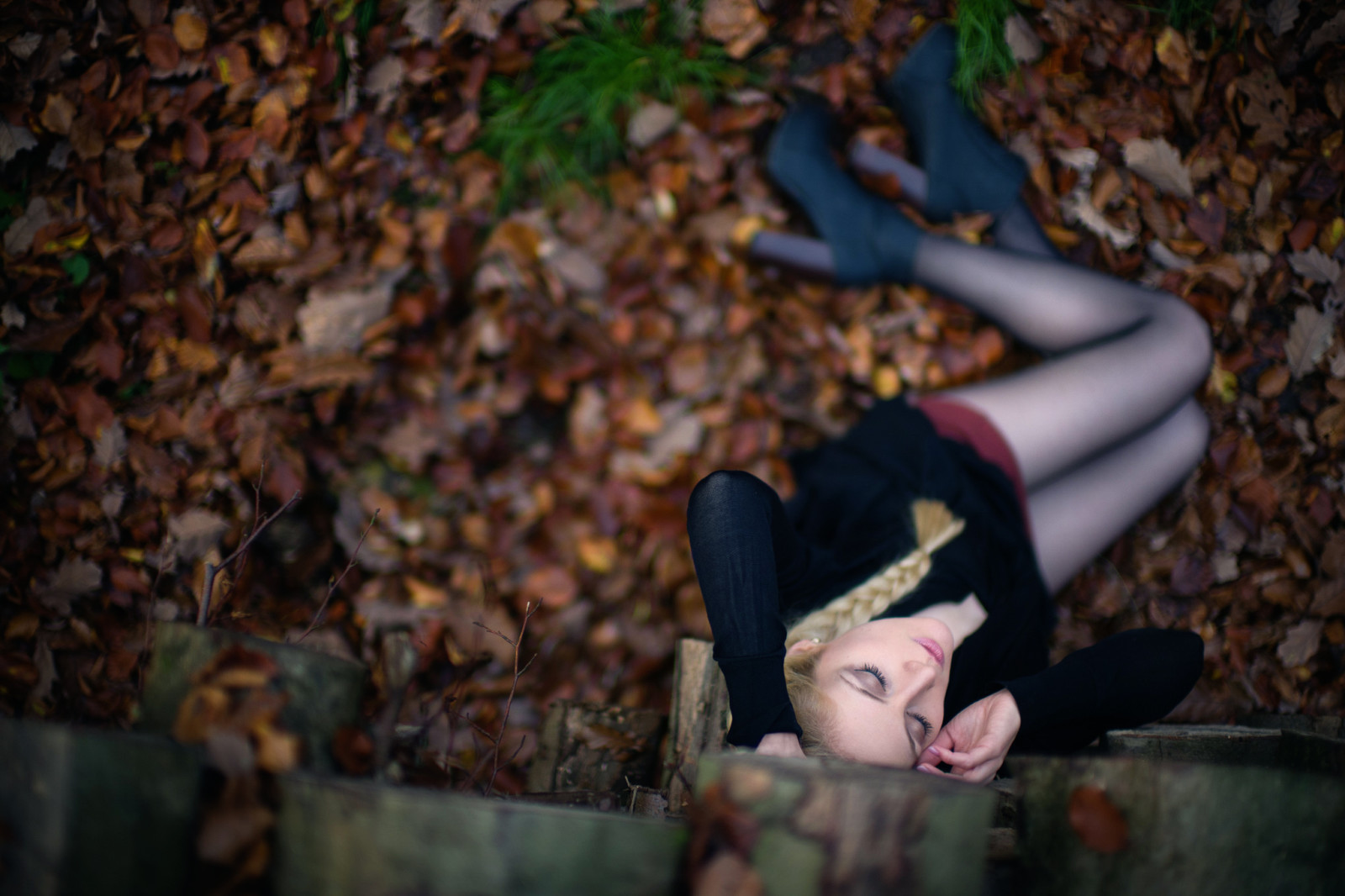 秋季, 女孩, 树叶, 腿, 编织, 弗洛里安·韦勒（Florian Weiler）, 视觉目标
