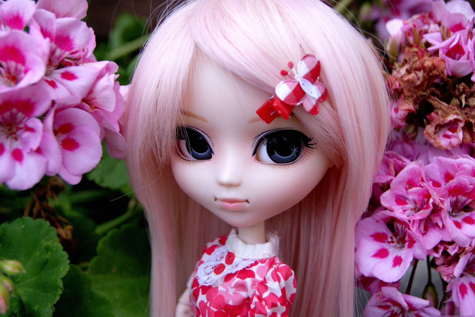 花卉, 玩具, 娃娃, 粉红色的头发, 发夹