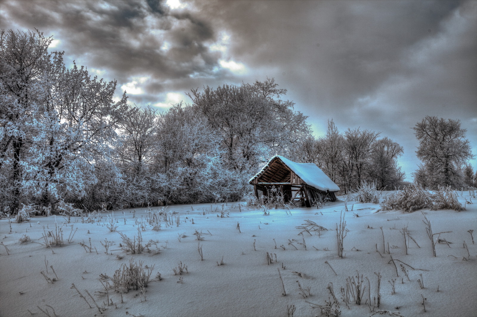 雪, 自然, 屋, 冬季, 乌云, 照片