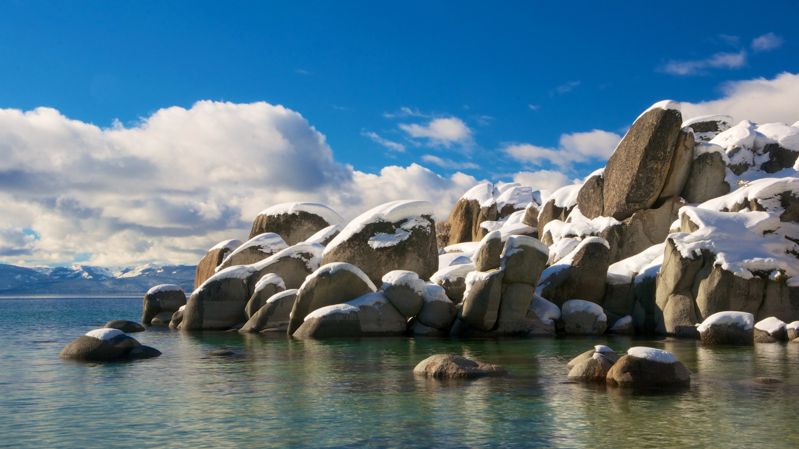 salju, langit, danau, batu, awan, Amerika Serikat, CA, Tahoe