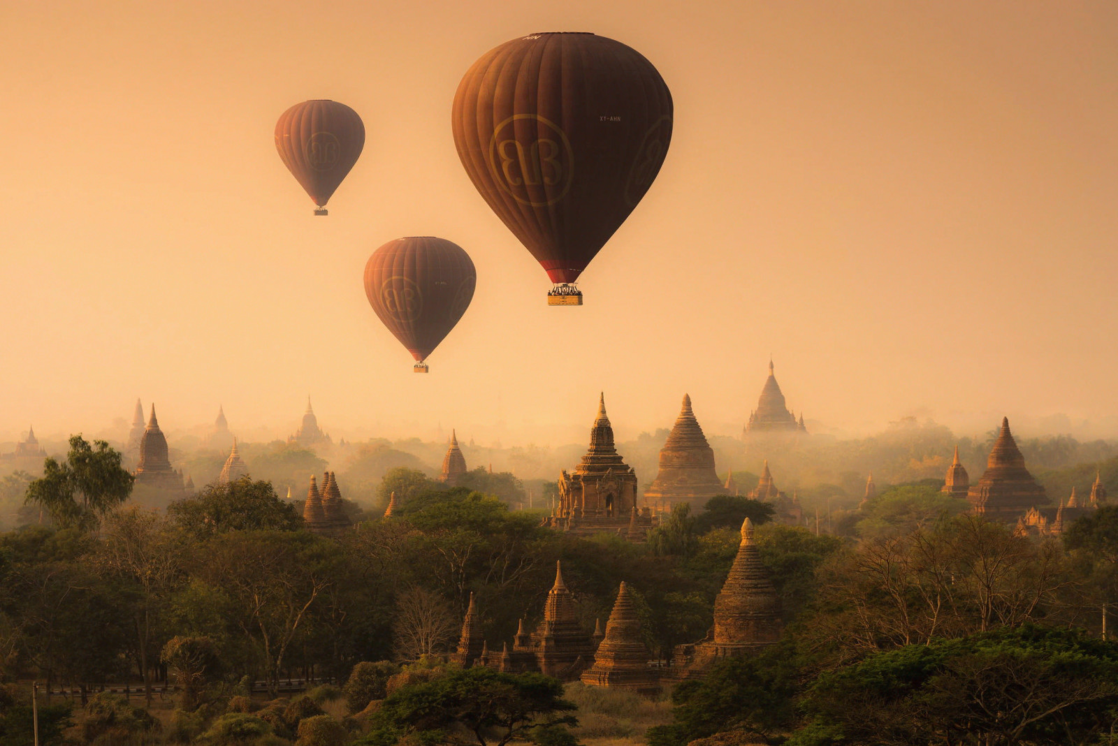 langit, klenteng, balon, Myanmar, kuil-kuil, Penyembah berhala