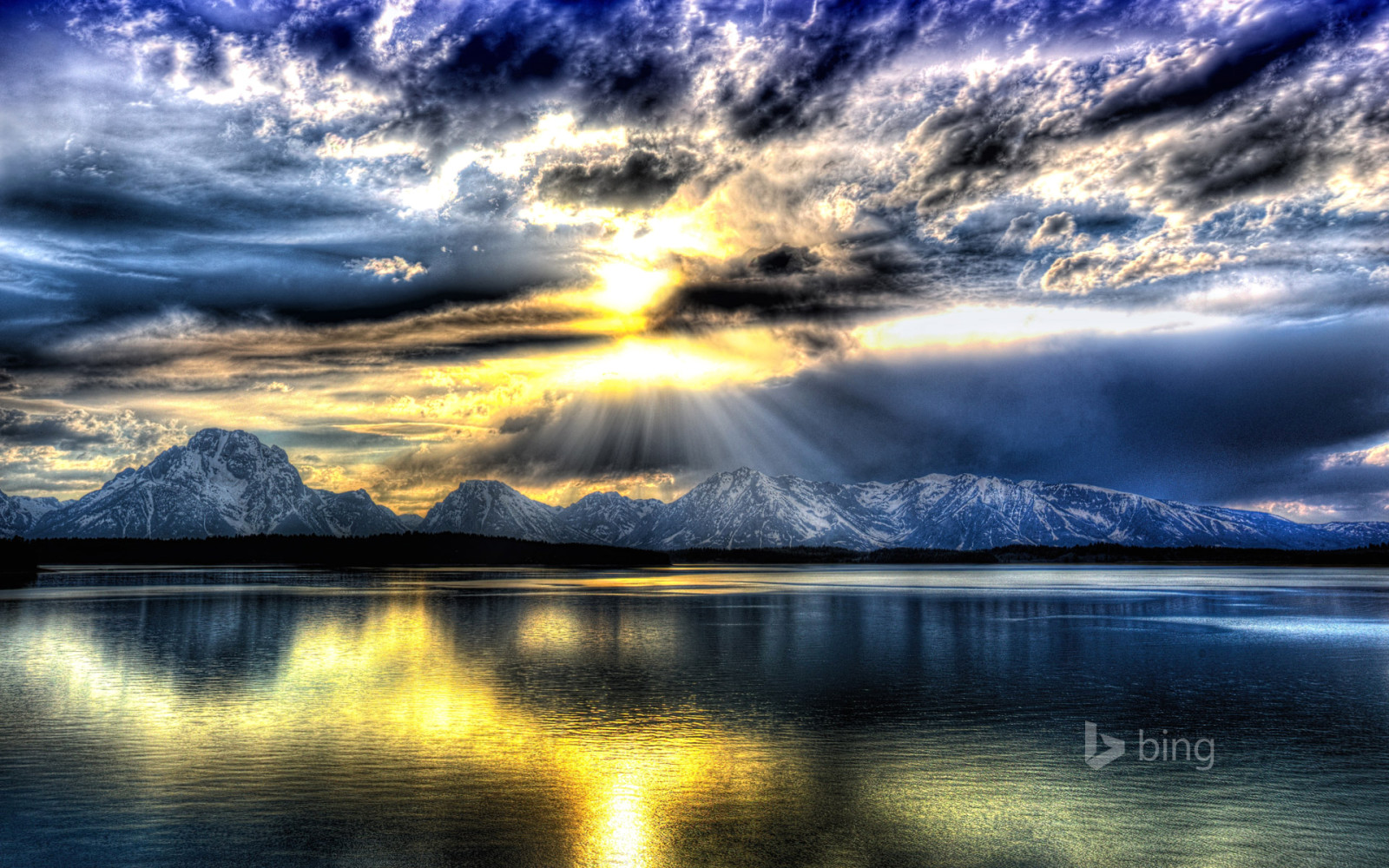 langit, danau, awan, gunung, Sinar, Amerika Serikat, Wyoming, Danau Jackson
