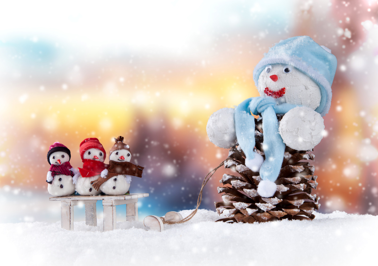 눈, 새해, 범프, 휴가, 모자, 눈사람