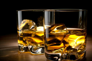 アルコール, ガラス, 氷, ウィスキー