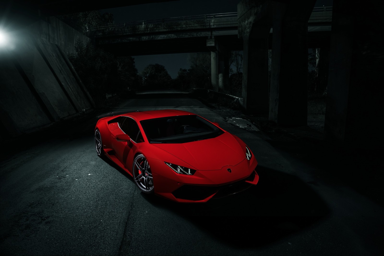 Lamborghini, สีแดง, สี, มืด, Huracan, ด้านหน้า, กลางคืน, LP610-4