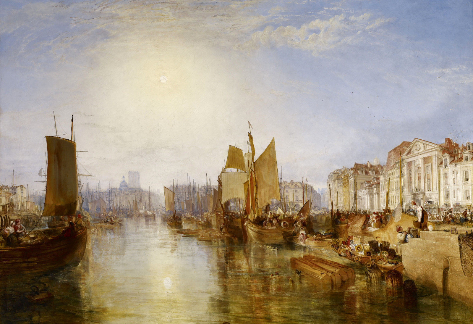 kota, pemandangan, gambar, rumah, perahu, berlayar, William Turner, Harbour DPA
