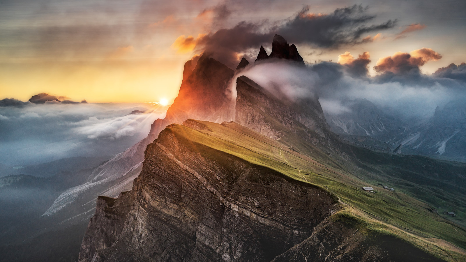 cahaya, Gunung, awan, kabut, pegunungan Alpen