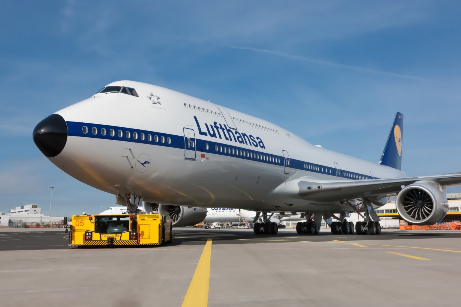 langit, retro, Boeing, Bandara, Lufthansa, 800, B-747