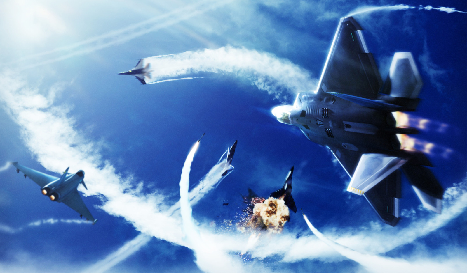 ท้องฟ้า, เมฆ, การต่อสู้, ไฟ, การระเบิด, สู้, เกม Namco Bandai, เอซโครงการ
