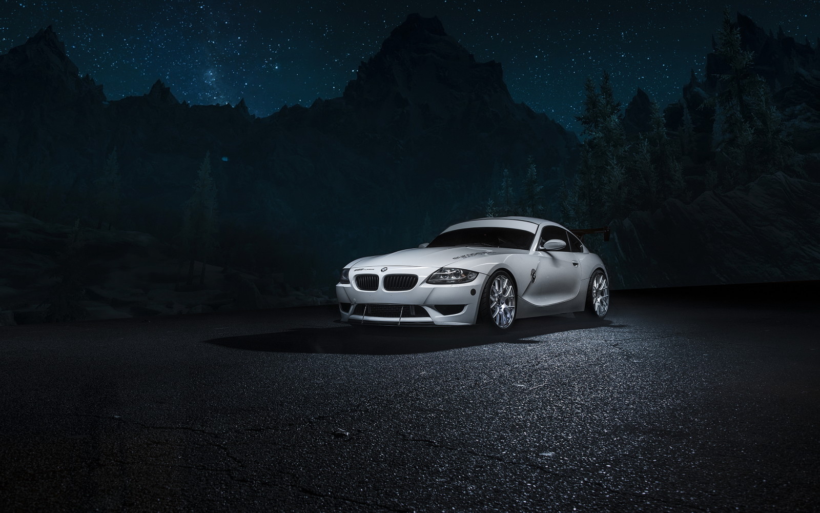 차, 밤, 산, 하얀, BMW Z4M