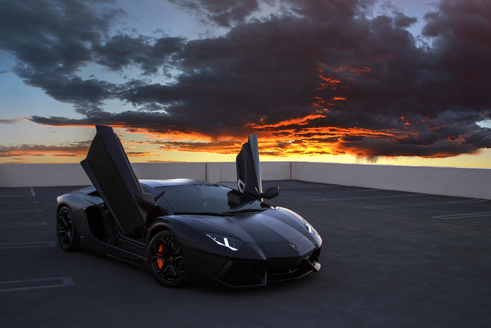 Lamborghini, supercar, Aventador, awan, Mobil sport, di atap