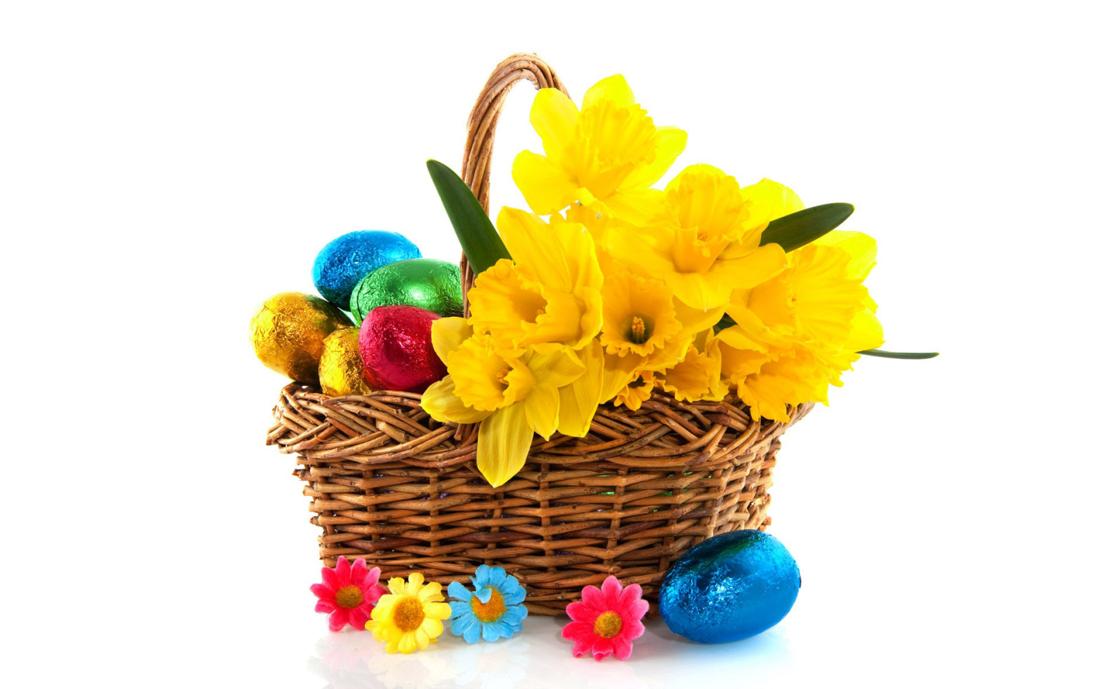 달걀, 꽃들, 바구니, 부활절, 일요일