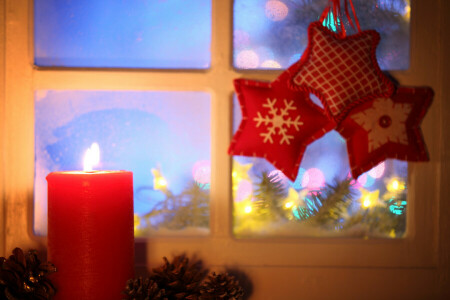 キャンドル, クリスマス, デコレーション, 灯籠, 光, メリー, 新年, 雪