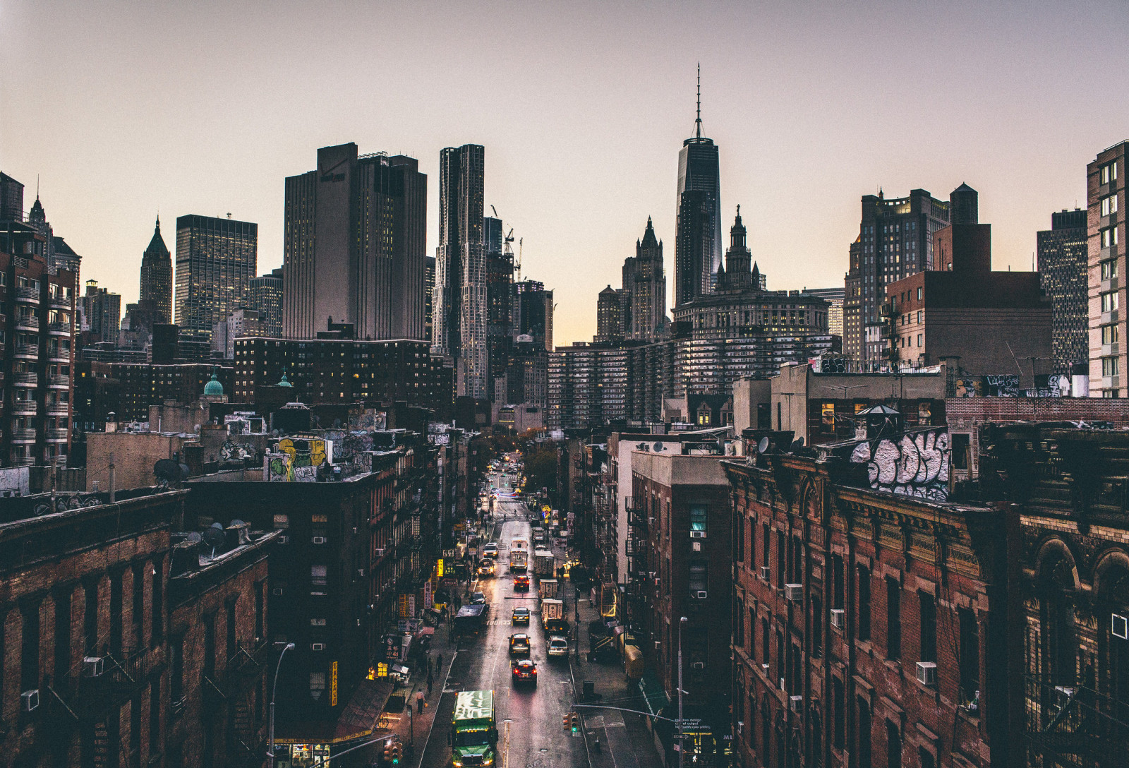 街, 日落, 生活, 地平线, 运动, 纽约, 曼哈顿, 汽车