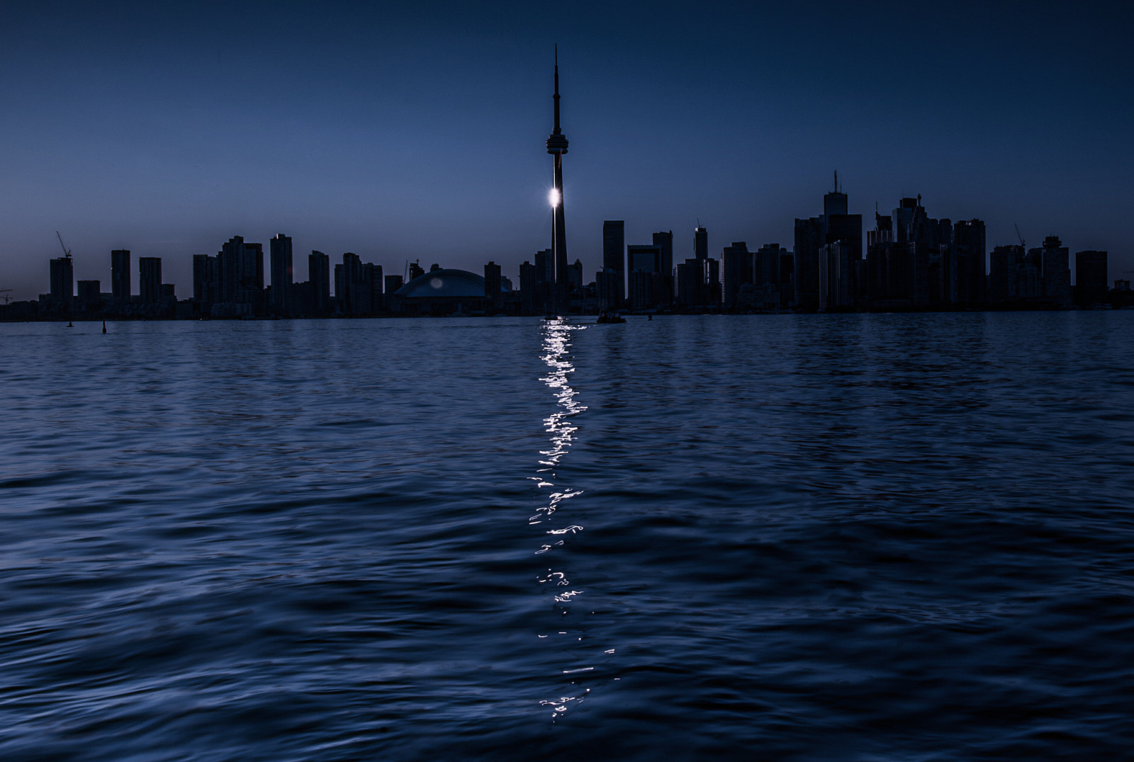 danau, malam, sinar bulan, Toronto