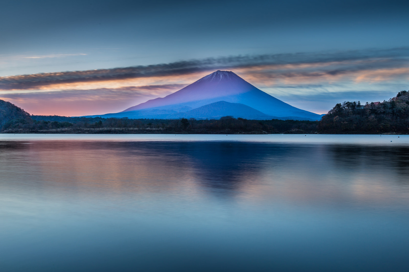 langit, Gunung, danau, pemandangan, pohon, Jepang, permukaan, Fuji
