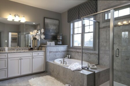 浴, 浴室, 設計, フラワーズ, 鏡, 画像, シャワー