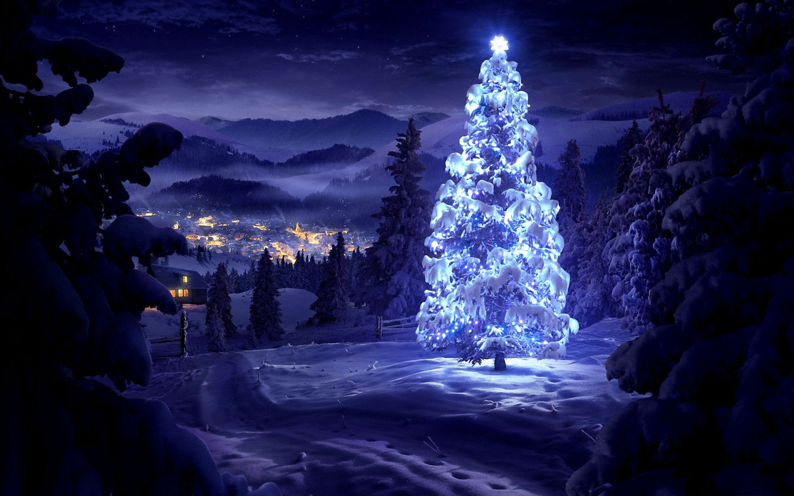 雪, 新年, クリスマス, 自然, 冬, 風景, 木, ライト
