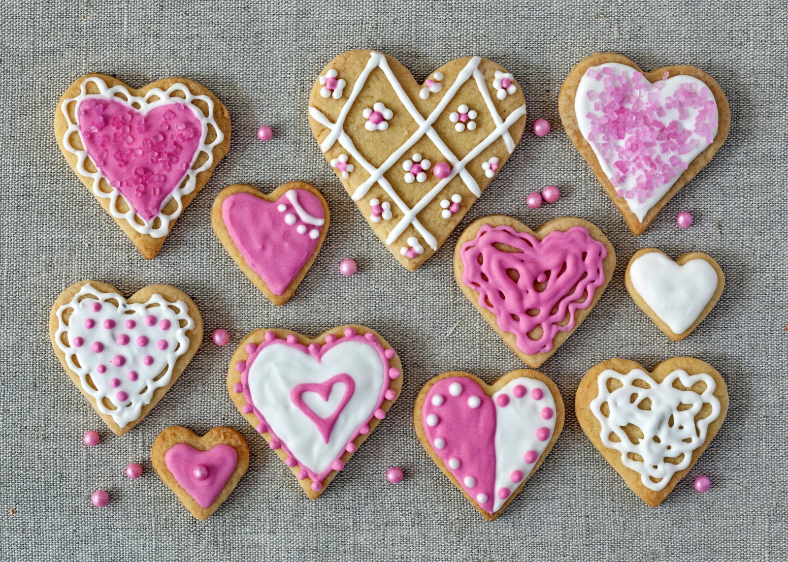 休日, 愛, 心, ピンク, クッキー, ケーキ, 釉薬