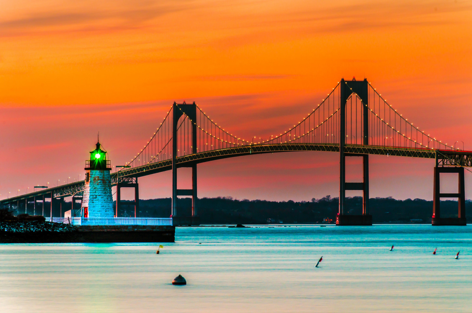 lampu, Mercu suar, Jembatan, Amerika Serikat, Pulau Rhode, Newport