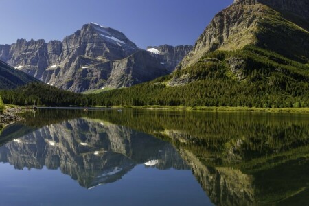 カナダ, 森林, 湖, 風景, 山, 自然, 反射
