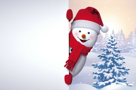 귀엽다, 행복, 눈, 눈사람, 겨울