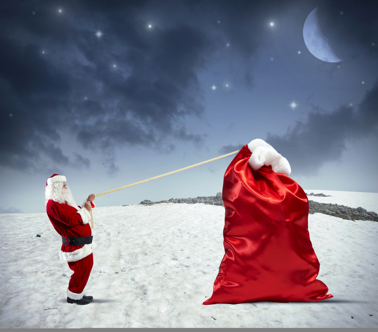 눈, 새해, 하늘, 겨울, 산타 클로스, 휴일, 빨간, 선물